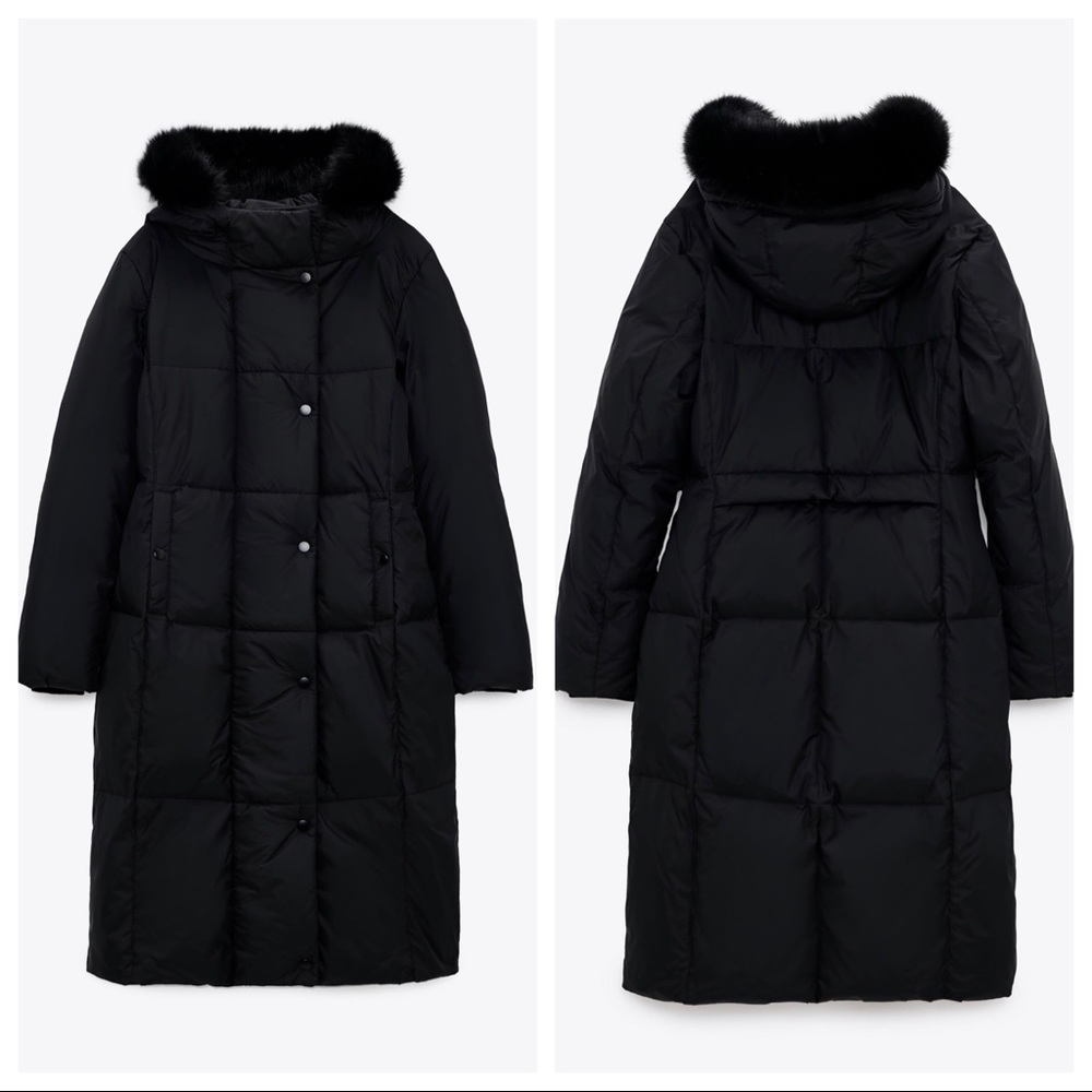 DOWN JACKET WITH FAUX FUR HOOD
